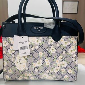 Nine West Navy Floral Satchel